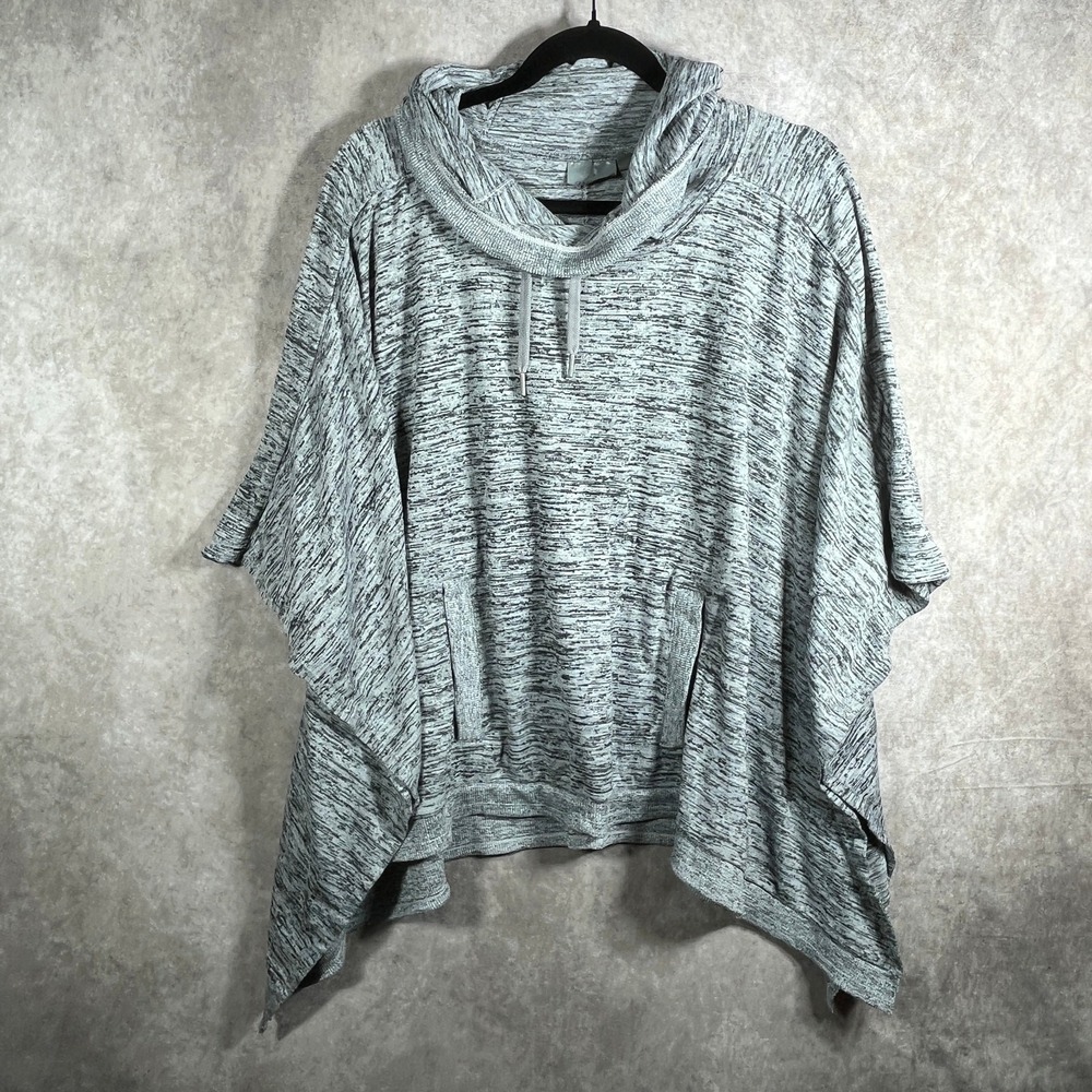 Athleta Techie Sweat Blissful Hoodie Poncho Women Medium Gray Oversized Pullover